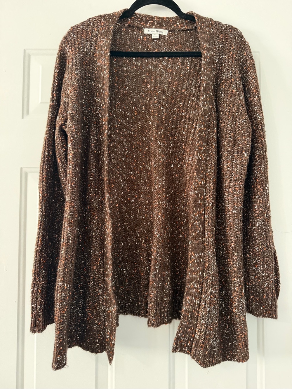Studio Works Marled Brown Open-Front Cardigan